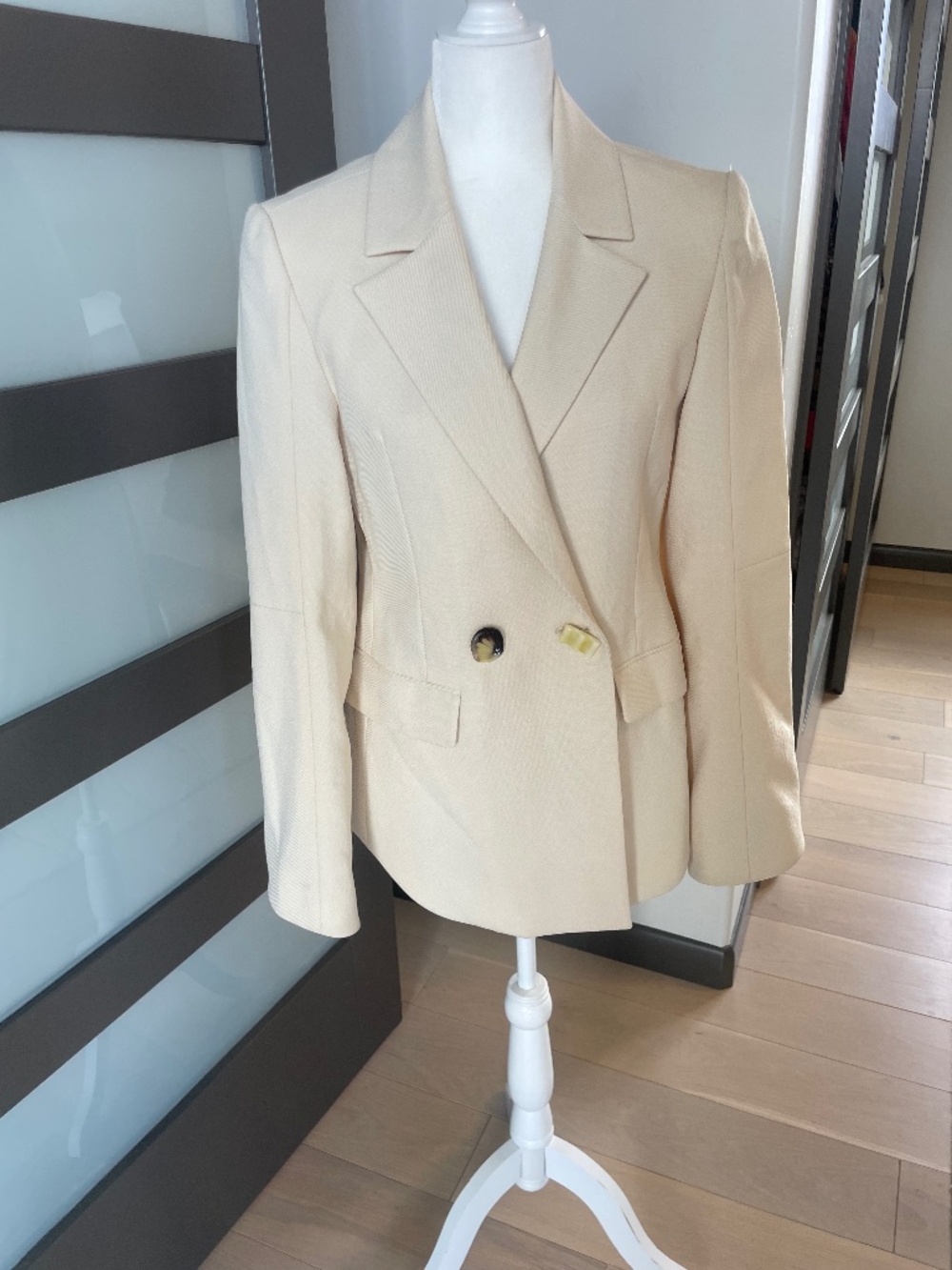 Rejina Pyo Double-Breasted Ivory Blazer